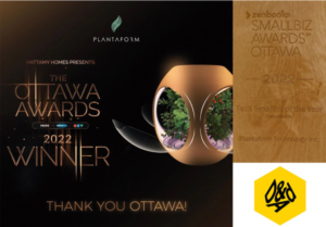 Collage of different awards Plantaform has won