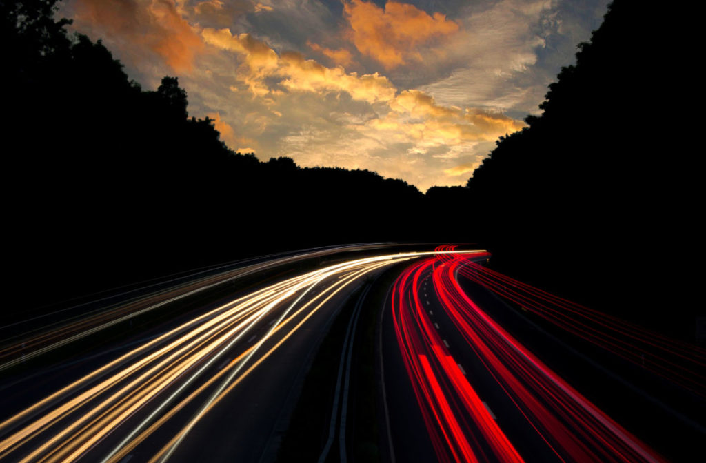 Timelapse of highway at sunset concept of how AI can power international marketing