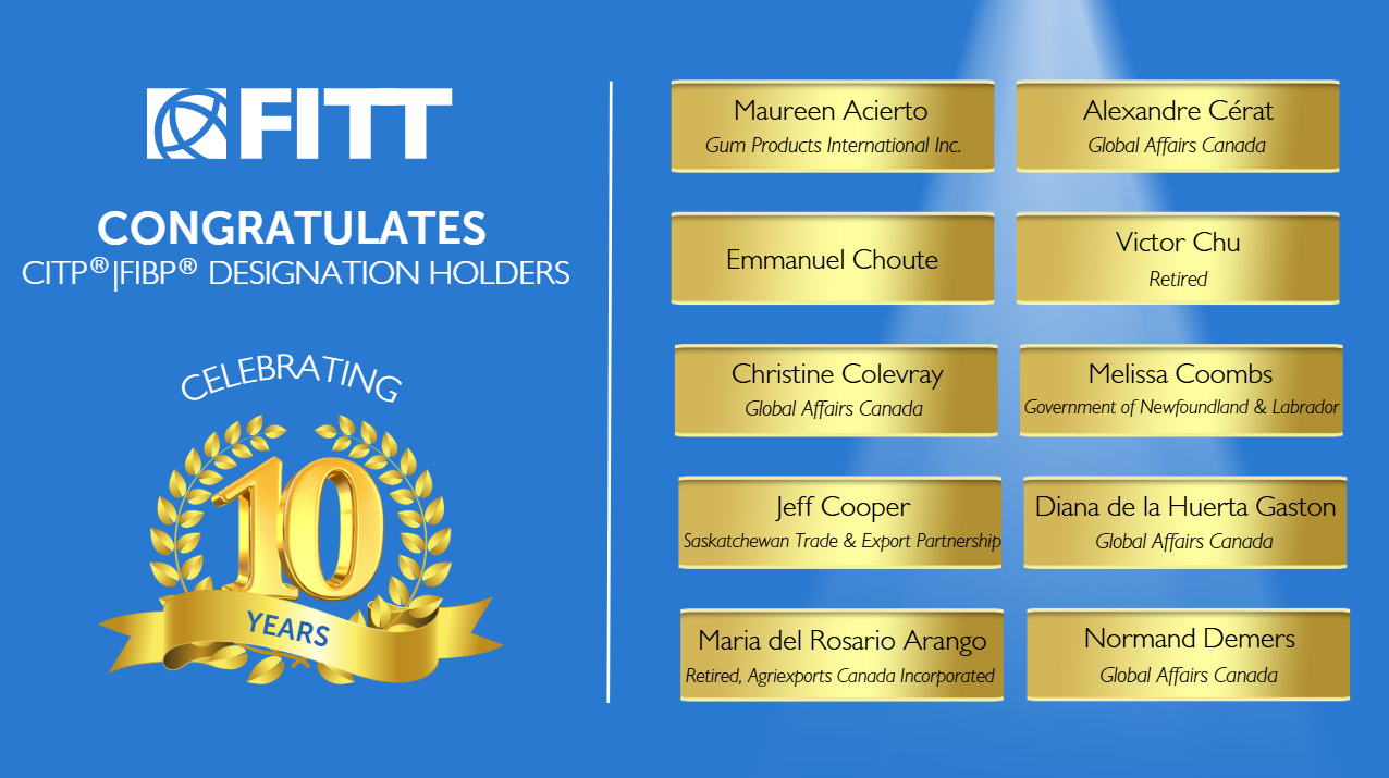 List of CITPs celebrating the 10 year anniversary of earning the designation.