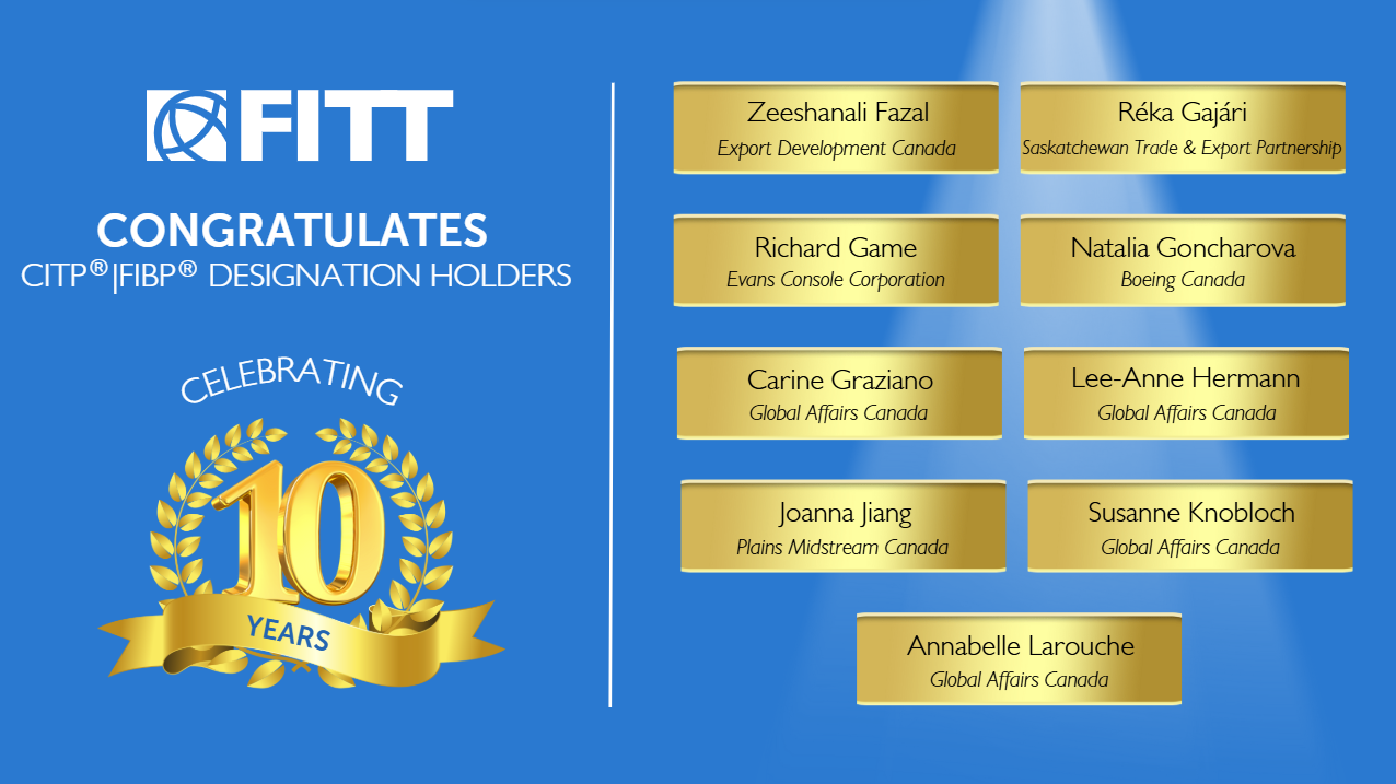 List of CITPs celebrating the 10 year anniversary of earning the designation.