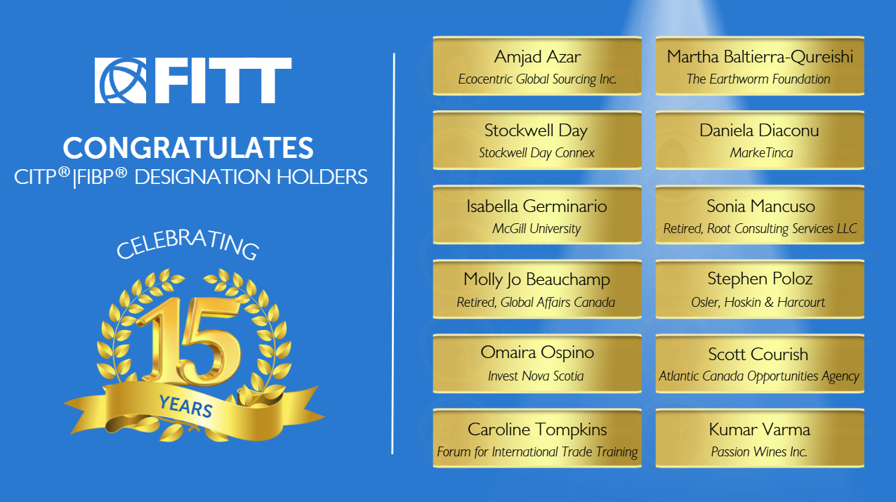 List of CITPs celebrating the 15 year anniversary of earning the designation.