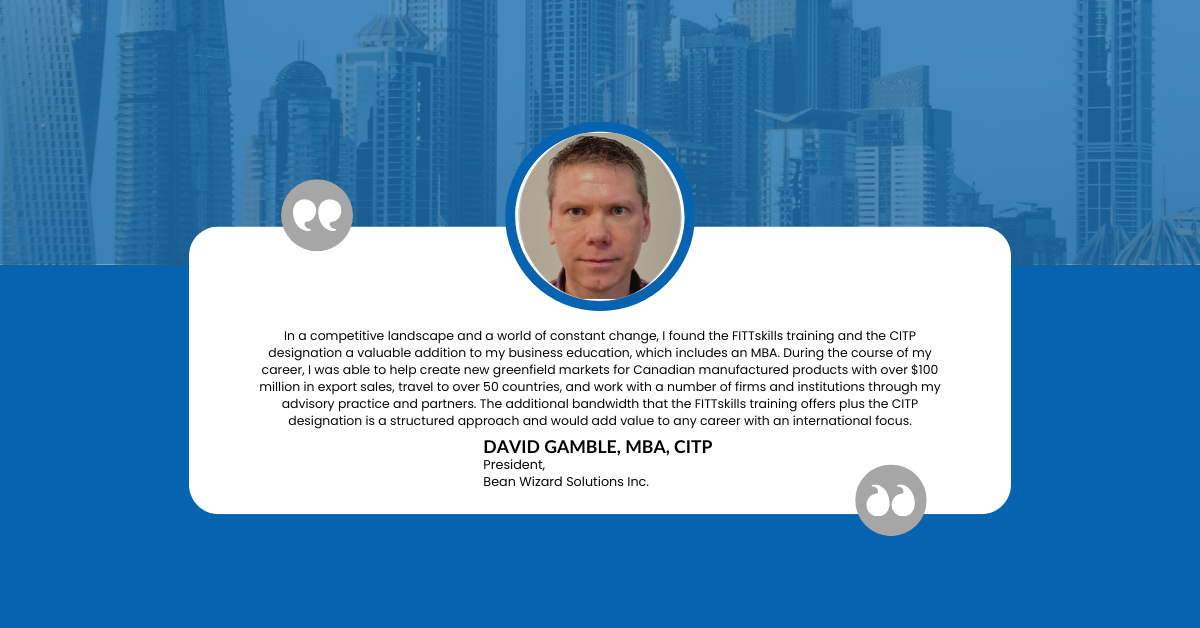 Quote from CITP David Gamble on the value of having both the CITP and MBA, and headshot