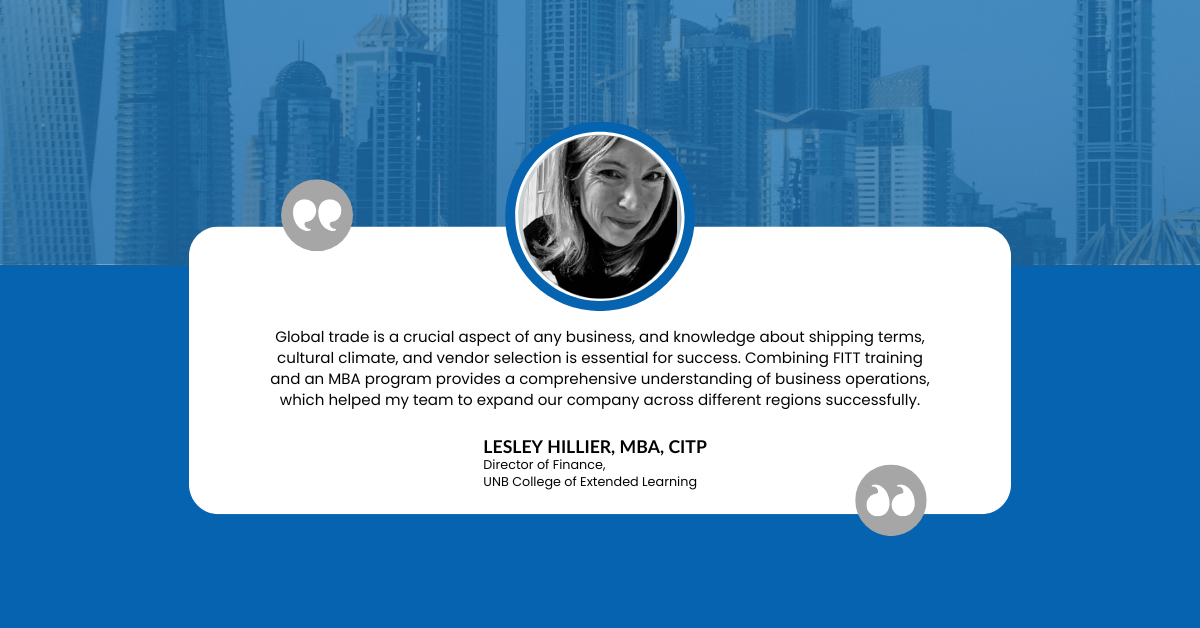 Quote from CITP Lesley Hillier on the value of having both the CITP and MBA, and headshot